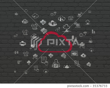 Cloud technology concept: Cloud on wall background 35376733