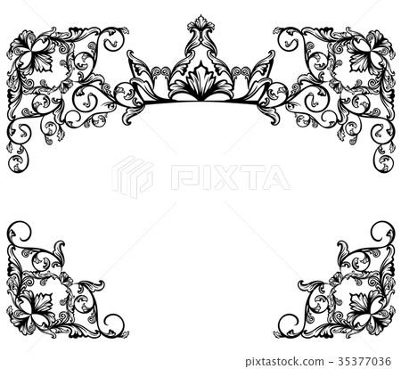 frame with royal crown among floral motif vector 35377036