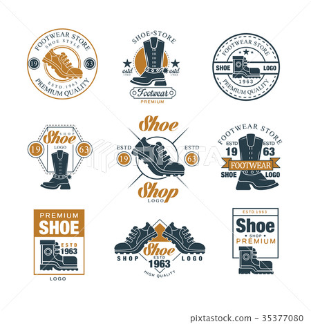 Footwear store logo set, shoe style premium 35377080