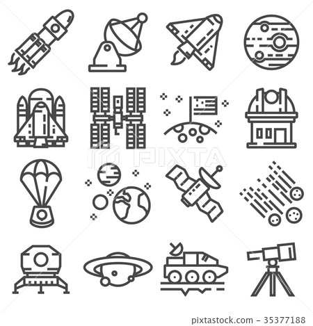 Vector space icons set. Line pack - Stock Illustration [35377188] - PIXTA