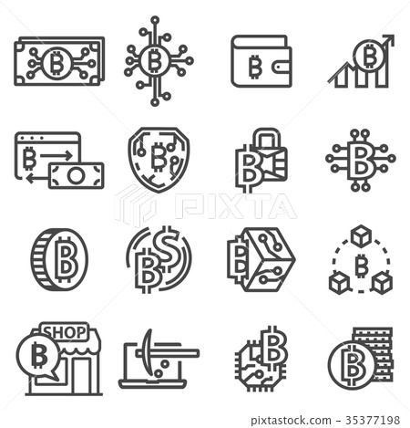 Vector line Bitcoin icons set - Stock Illustration [35377198] - PIXTA