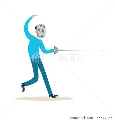 Male fencing athlete character practicing with Male fencing athlete character practicing with 35377266