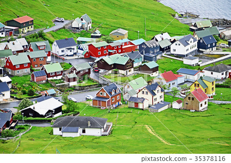 Village of Funningur on the Faroe Islands 35378116