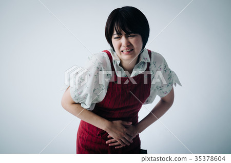 Stomachache Woman who holds stomach bad health 35378604