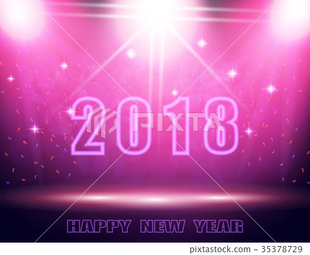 Happy New Year 2018 text. Background in the show Happy New Year 2018 text. Background in the show 35378729