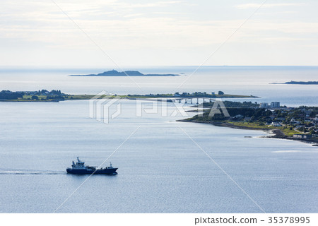 Colorful sunset in Alesund port town 35378995