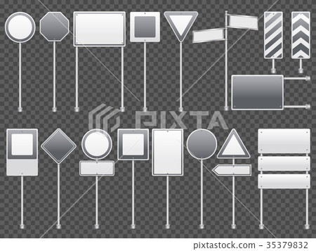 Realistic Road Signs Transparent Set  35379832