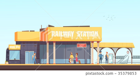 Railway Station Background - Stock Illustration [35379853] - PIXTA