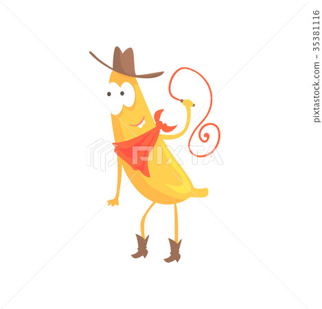 Banana cowboy in American traditional hat with Banana cowboy in American traditional hat with 35381116