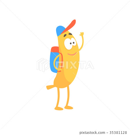 Banana schoolboy with backpack, cartoon funny 35381128