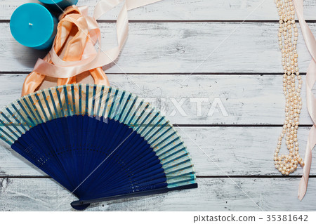 Ballet shoes and theatre props on stage Ballet shoes and theatre props on stage 35381642