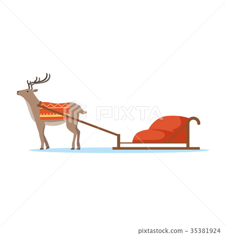 Horth reindeer animal with sleigh vector Horth reindeer animal with sleigh vector 35381924