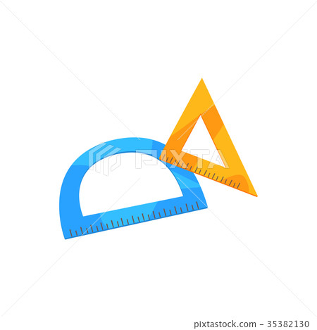 Protractor and triangular ruler cartoon vector 35382130