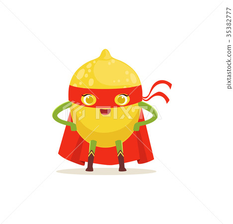 Cartoon character of superhero lemon with arms 35382777