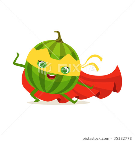 Cartoon character of superhero watermelon in 35382778