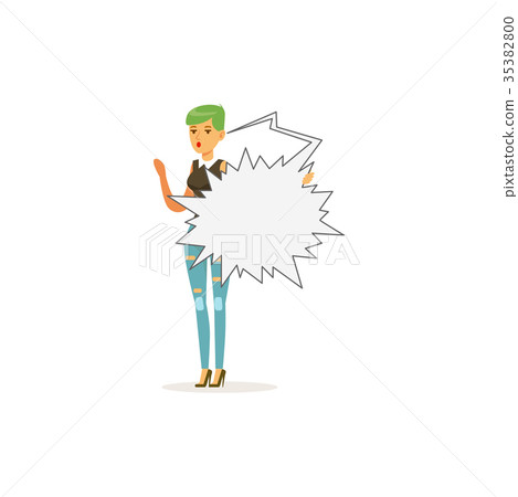 Fashion young woman character standing with empty 35382800