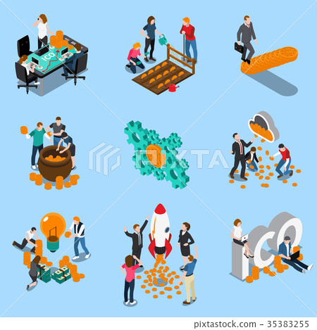 Initial Coin Offering Isometric Icons 35383255