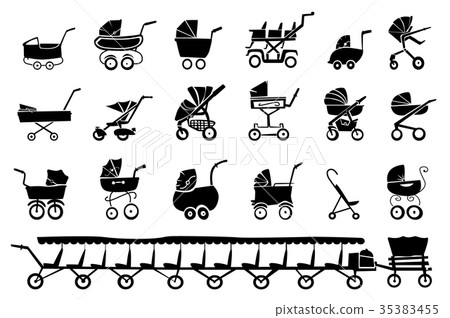 baby strollers silhouettes 35383455