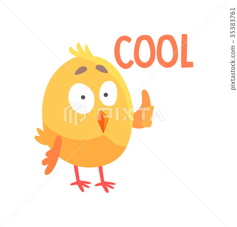 Funny cartoon comic chicken showing thumb up 35383761