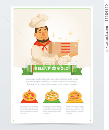 Cartoon character of italian pizzaiolo holding 35384160