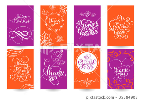 Set of Hand drawn Thanksgiving Day texts Set of Hand drawn Thanksgiving Day texts 35384905