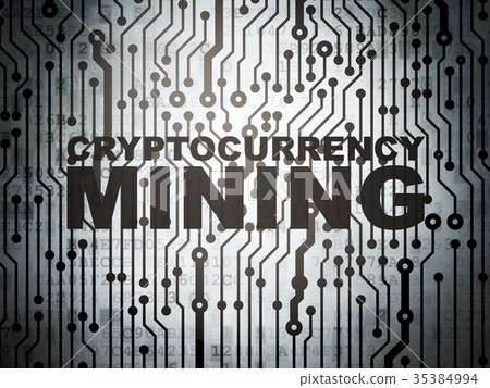 Cryptocurrency concept: circuit board with Cryptocurrency concept: circuit board with 35384994