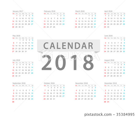 Calendar 2018 template design. Calendar 2018 template design. 35384995