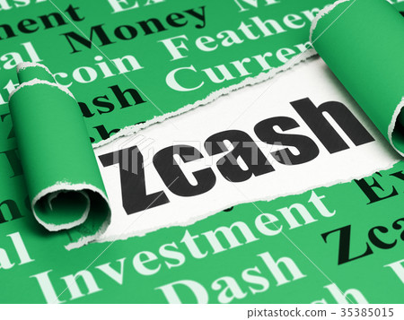 Blockchain concept: black text Zcash under the Blockchain concept: black text Zcash under the 35385015