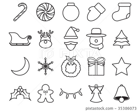 Merry Christmas - Line Icons 35386073