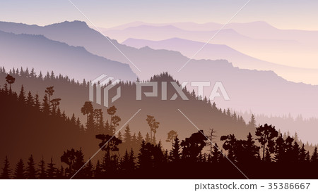 Illustration of twilight in forest hills. Illustration of twilight in forest hills. 35386667