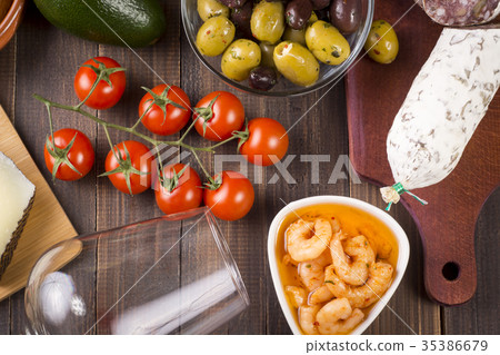 tapas with wine glass after party 35386679