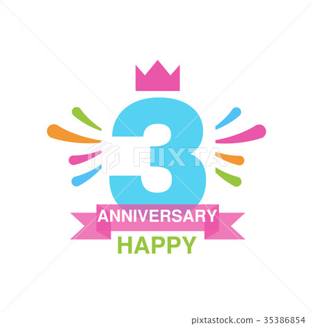 3rd anniversary colored logo design, happy holiday 35386854