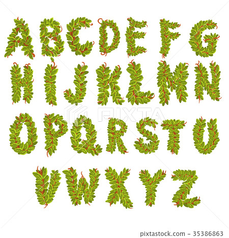 Vector leaves alphabet letters 35386863