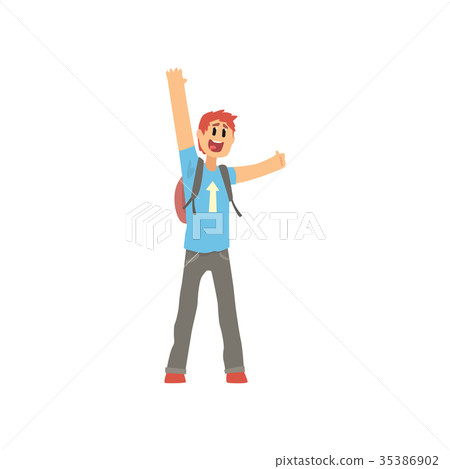 Young traveler man with backpack, hitchhiker man 35386902