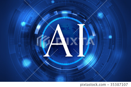 Illustration material: Brain and Artificial Intelligence Blue, AI 35387107