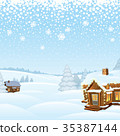 Snowy Day Winter Landscape. Vector Illustration 35387144