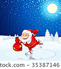 Santa Claus run on Winter Landscape 35387146