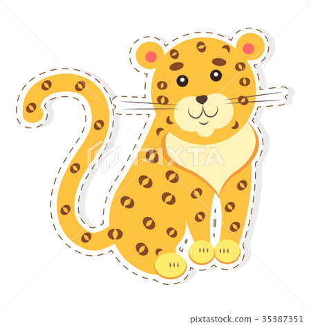 or卡通,卡通 图库插图 cute jaguar cartoon flat vector sticker or icon