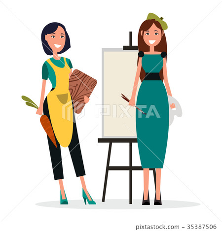Artist and Chief-Cooker Stands with Work Equipment Artist and Chief-Cooker Stands with Work Equipment 35387506