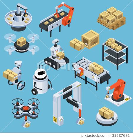 Automatic Logistics Delivery Isometric Icons 35387681