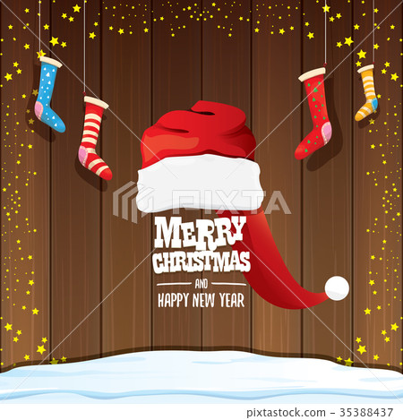 vector red Santa hat with christmas socks and 35388437