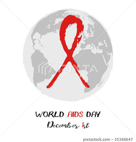 Shape of red AIDS ribbon from brush strokes Shape of red AIDS ribbon from brush strokes 35388647