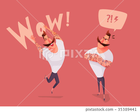 set of male character facial emotions. 35389441