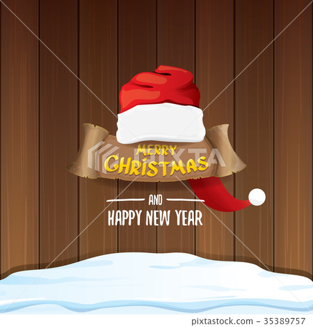 vector red Santa hat with paper banner and - Stock Illustration ...