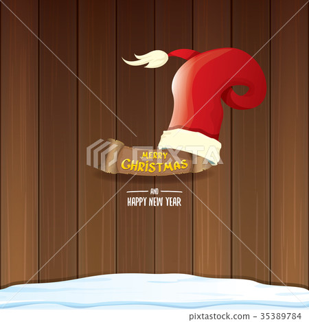 vector red Santa hat with paper banner and - Stock Illustration ...