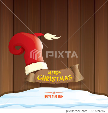 vector red Santa hat with paper banner and - Stock Illustration ...