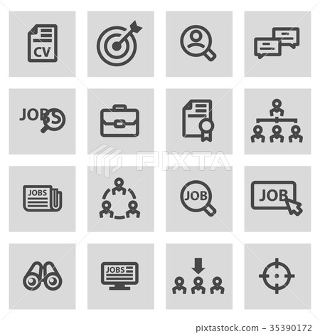 Vector line job search icons set - Stock Illustration [35390172] - PIXTA