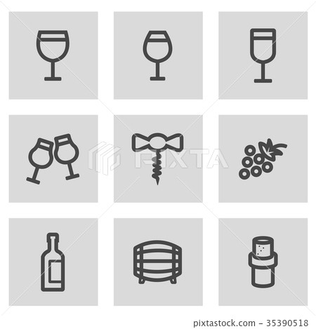 Vector line wine icons set - Stock Illustration [35390518] - PIXTA