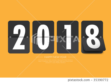Happy new 2018 year. Greetings card. 35390772