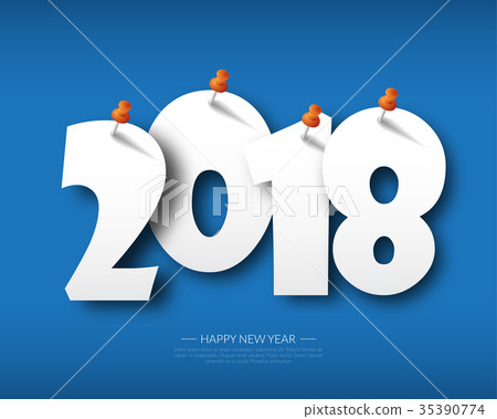 Happy new 2018 year. Greetings card. 35390774